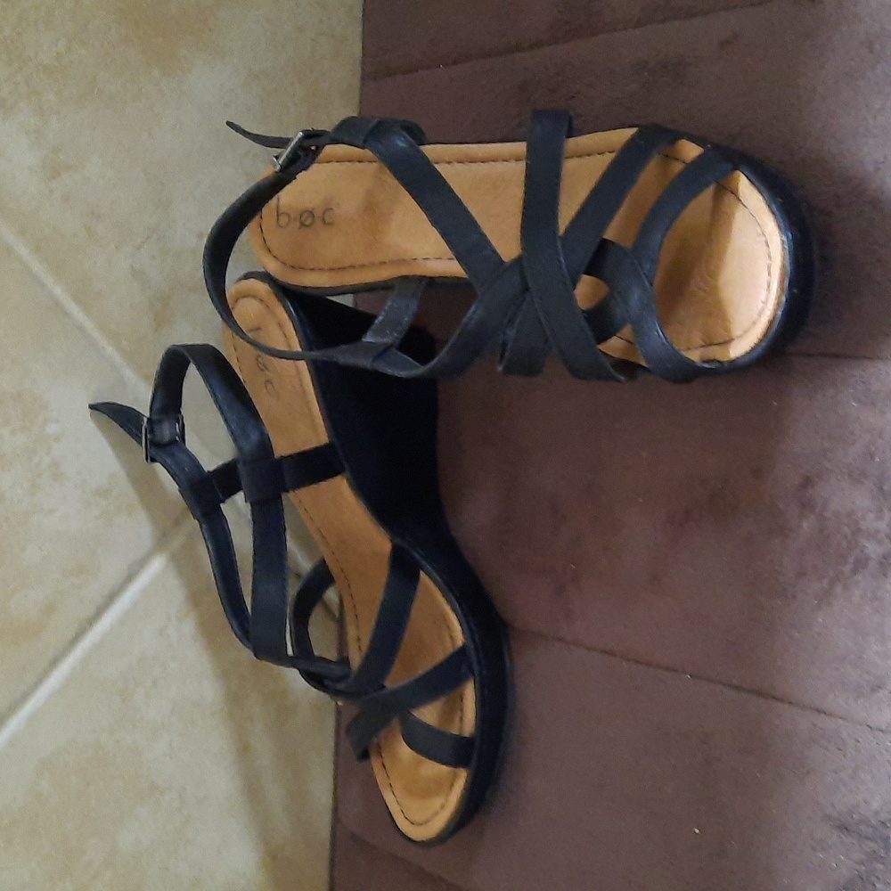 Black BOC jungle moc wedge sandals